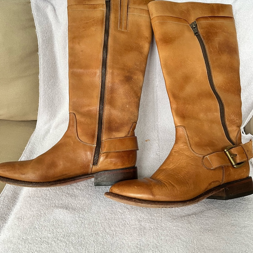 Women's Tan Leather Knee-High Boots